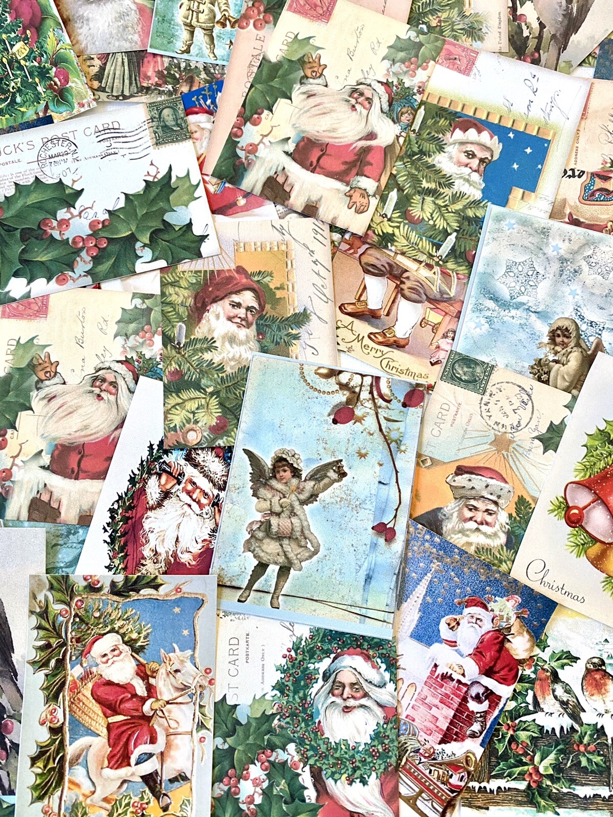 Christmas Card Prints Lot Of 50+ Vintage Xmas Cards Tags Christmas Decor #CL50