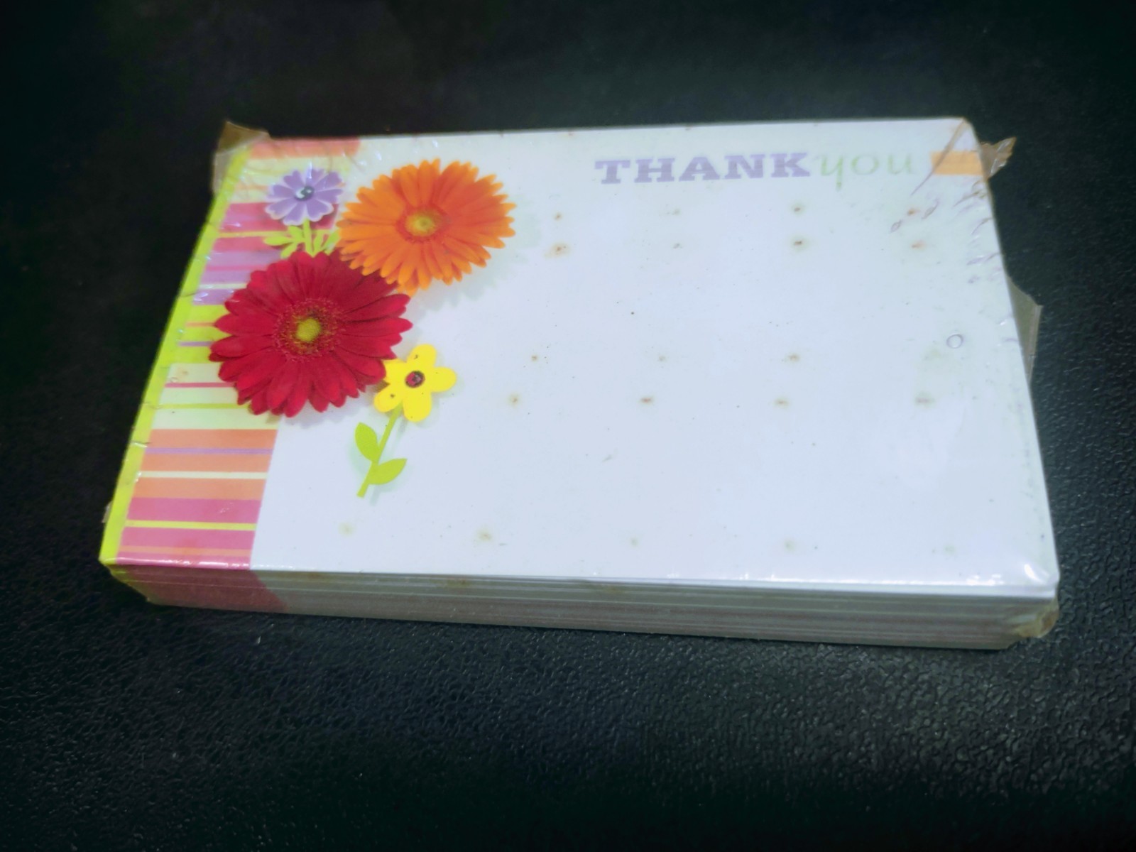 50 Vintage Floral Enclosure Cards, “Thank You” with Red & Orange Gerbera Daisies