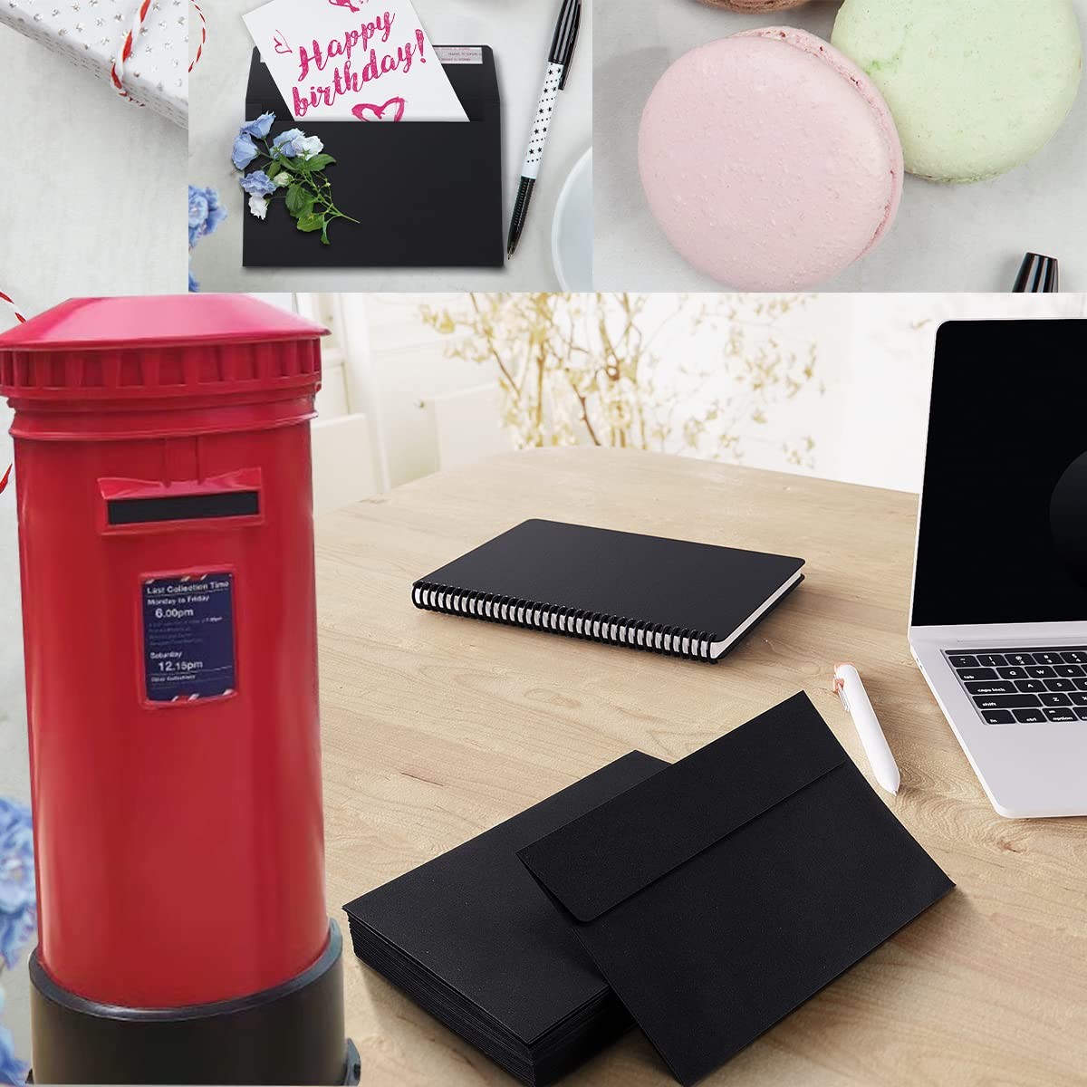 120 PCS A7 Black Invitation Envelopes 5.25×7.25 Inch 120GSM Self Seal Card