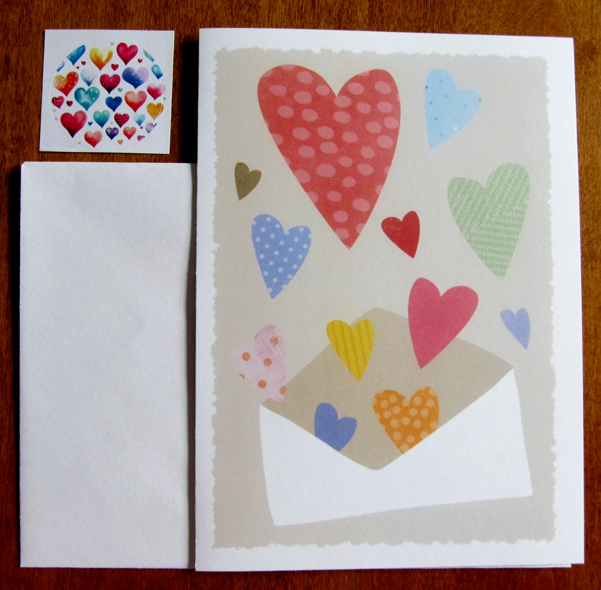 NOS Current Friendship Greeting Card, Env. & Seal – Hearts Sent in an Envelope