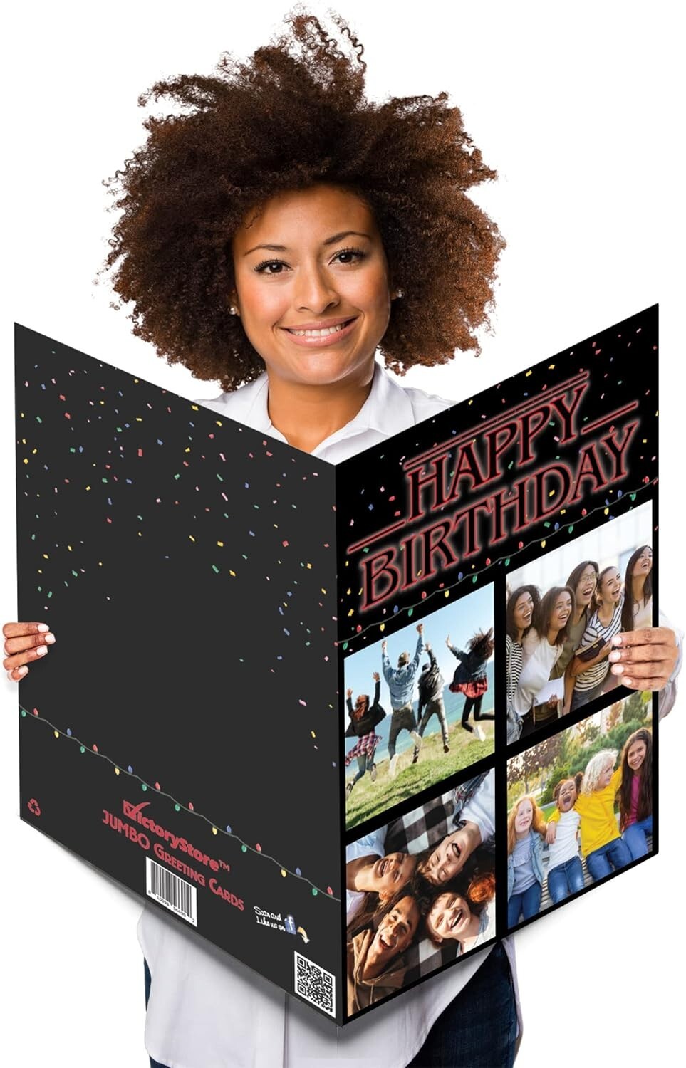 Jumbo 3-Foot Custom Happy Birthday Card, 4 Photos, 24×36 Inch, Includes Envelope