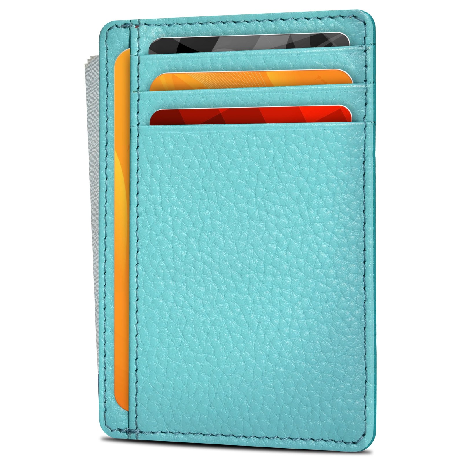 Leather Slim Minimalist Wallet for Men & Women RFID Front Pocket Leather Card…