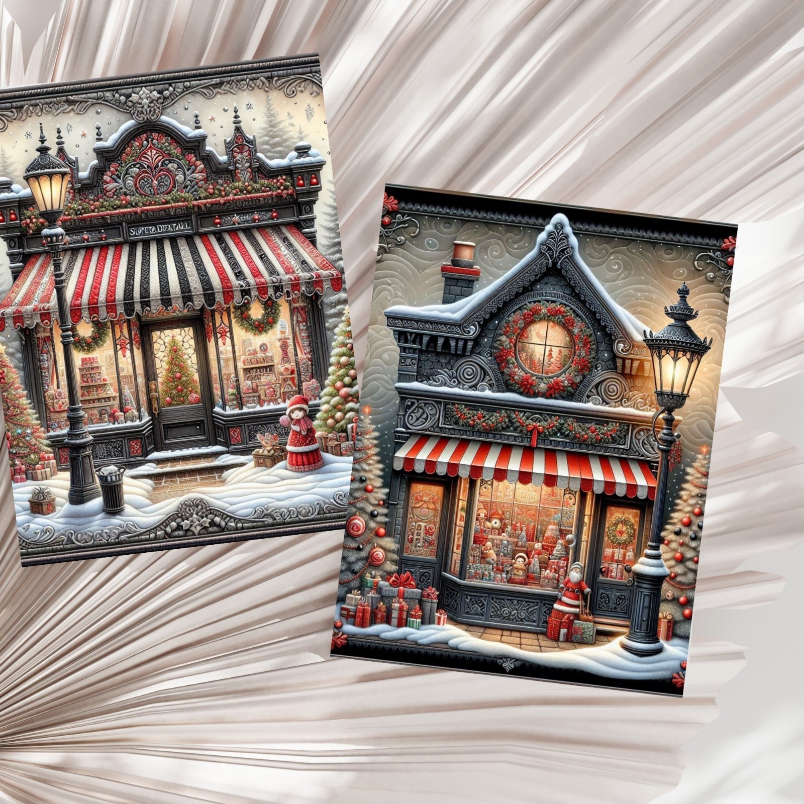 20 Christmas Village Greeting Cards w/ Envelopes Blank Holiday Cards 5×7