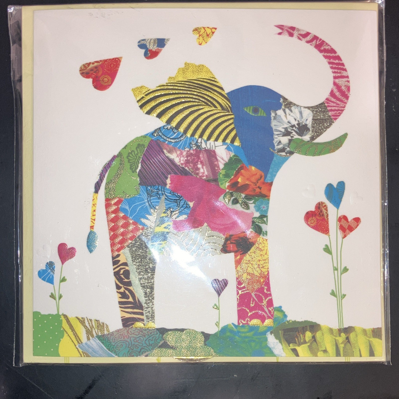 Papyrus Elephant Birthday Greeting Card, Folded Multicolor Floral, Envelope