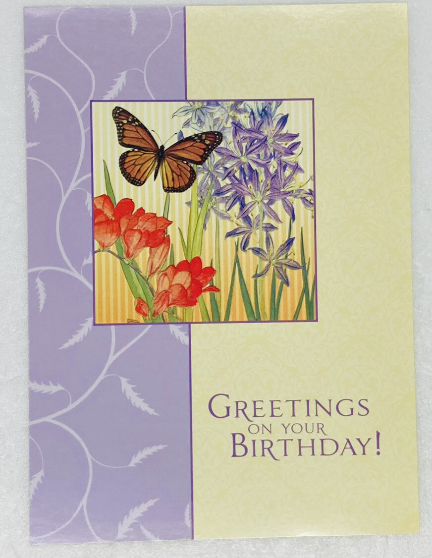 Birthday Card “”Greet You With All Things Beautiful” Butterfly Floral Art P3
