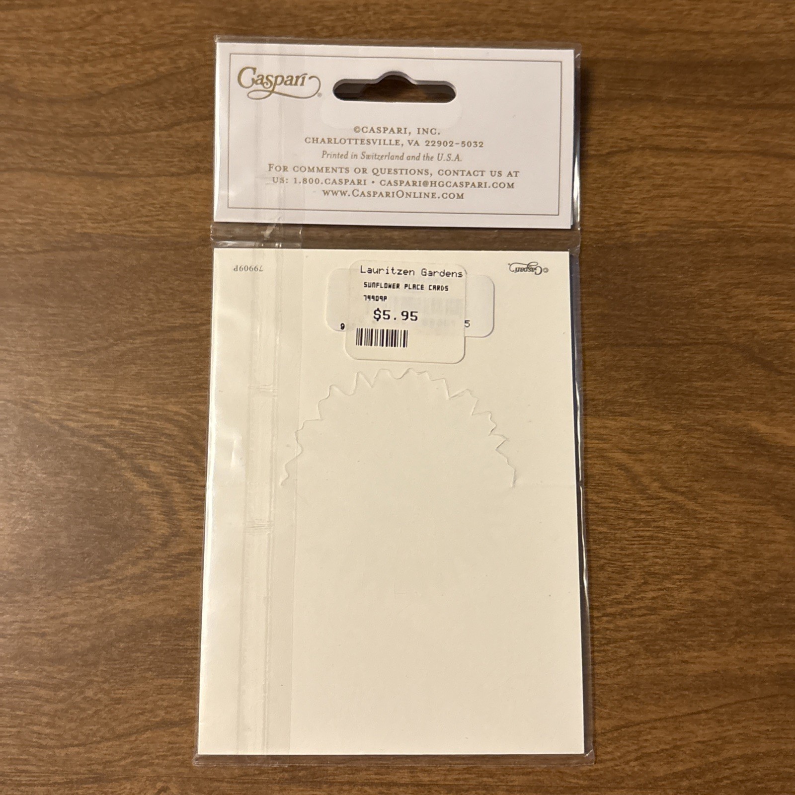 NIP Caspari Pack Of 8 Die-cut Sunflower Place Cards Made In USA Sealed Package