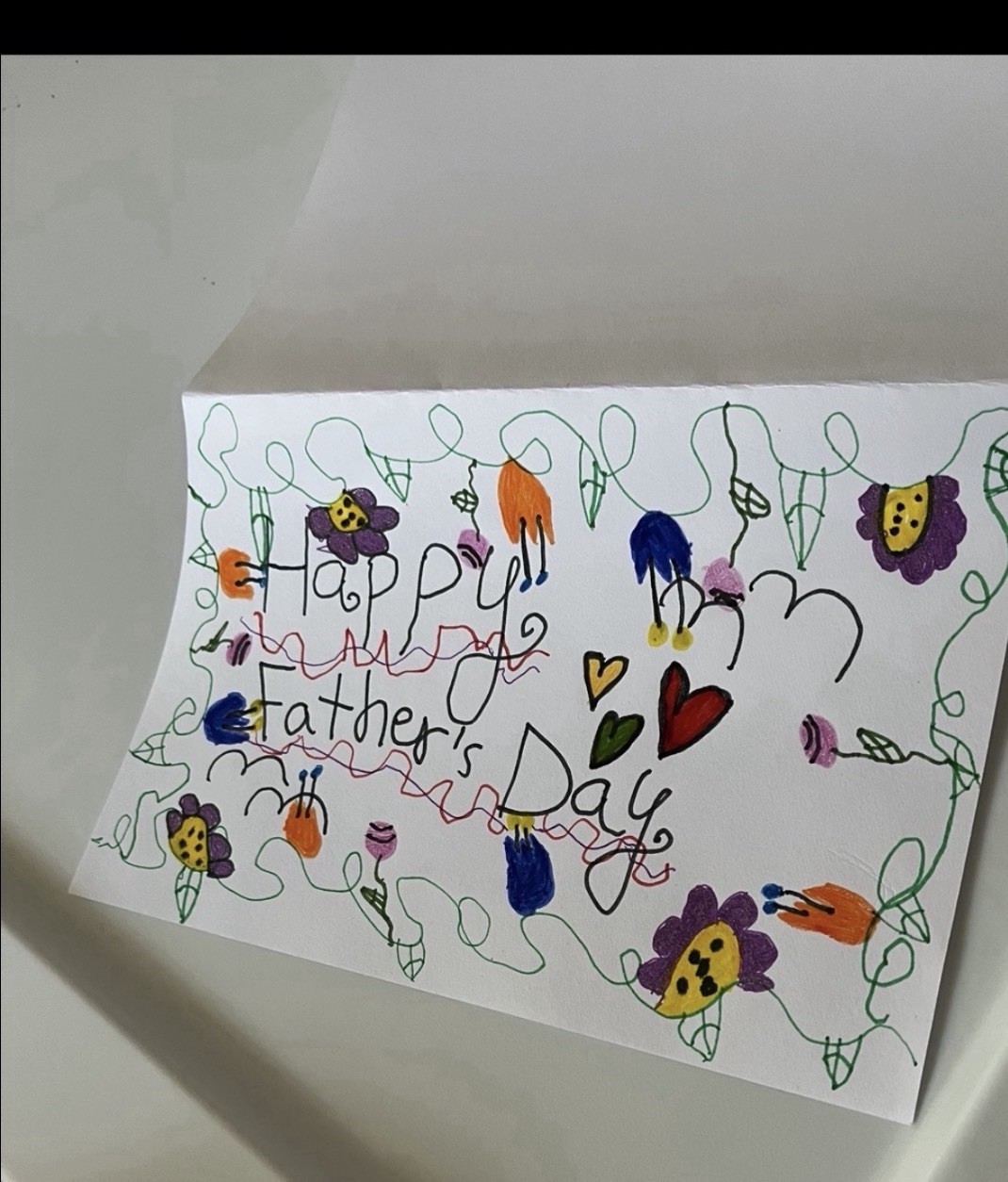 Handmade Folded Valentine’s Day Greeting Card, Hearts Theme, White/Multicolor