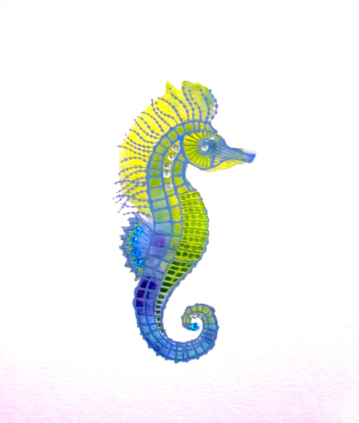 Papyrus Gemmed Foil Seahorse Blank Any Occasion Greeting Card
