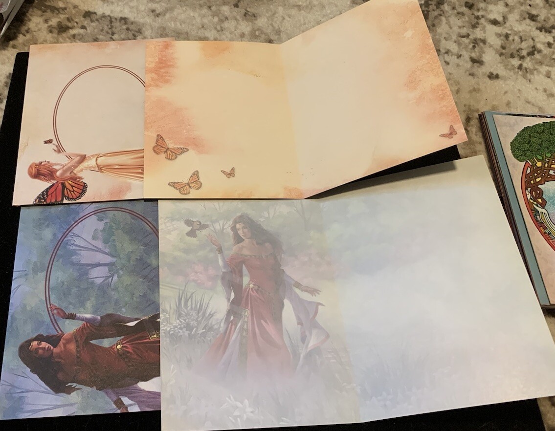 Lot of 10 Fairies White Tiger BDay Tree Free Greeting Cards W Matching Envelope