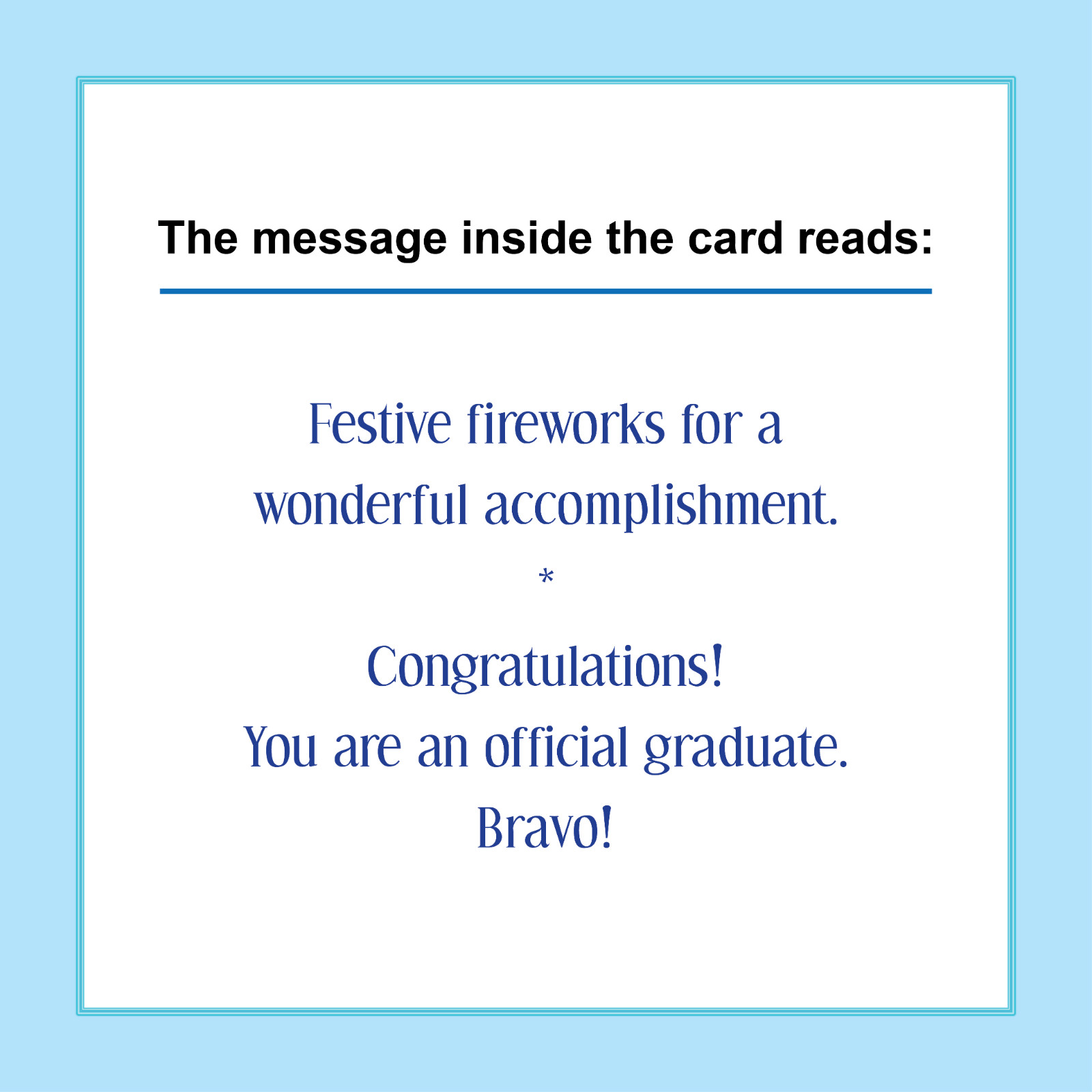 2026 Graduation Congratulations Greeting Card Blue Fireworks Stars CUSTOMIZABLE