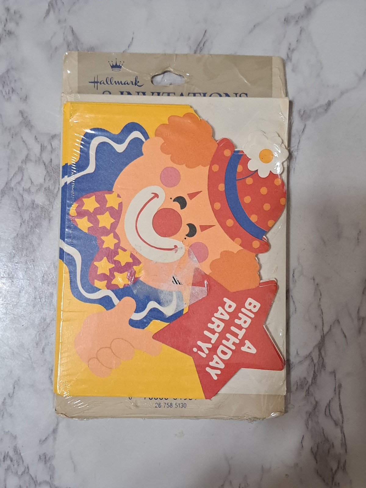 1 Pack Vintage Hallmark Clown Birthday Party Invitations & Envelopes (8) NOS