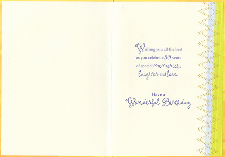 Puple and Yellow Flowers Gold Foil Diamond Patterns Age 50 / 50th Birthday Card