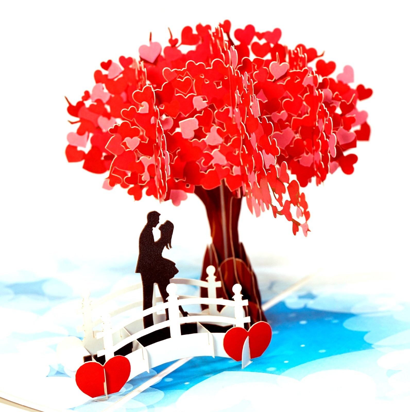 3D Pop Up Greeting Card Heart Flower Floral Couple Valentine’s Day Birthday Love