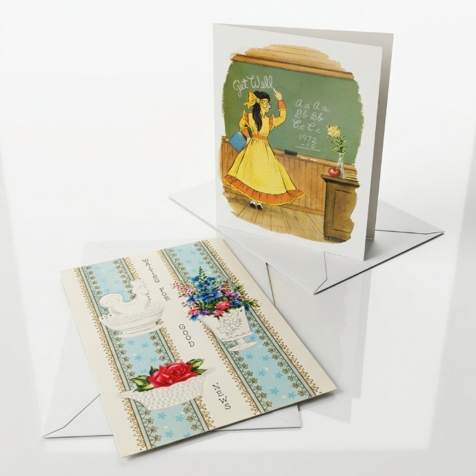 Lot of 11 Get Well Cards & Envelopes Assorted New Unused Nostalic Designs