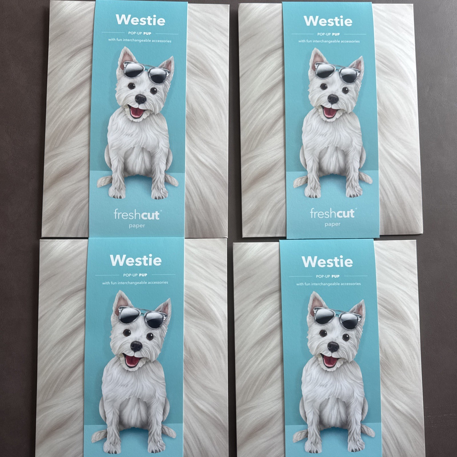 Fresh Cut Paper Pop Up Pup- Westie Pack Of 4
