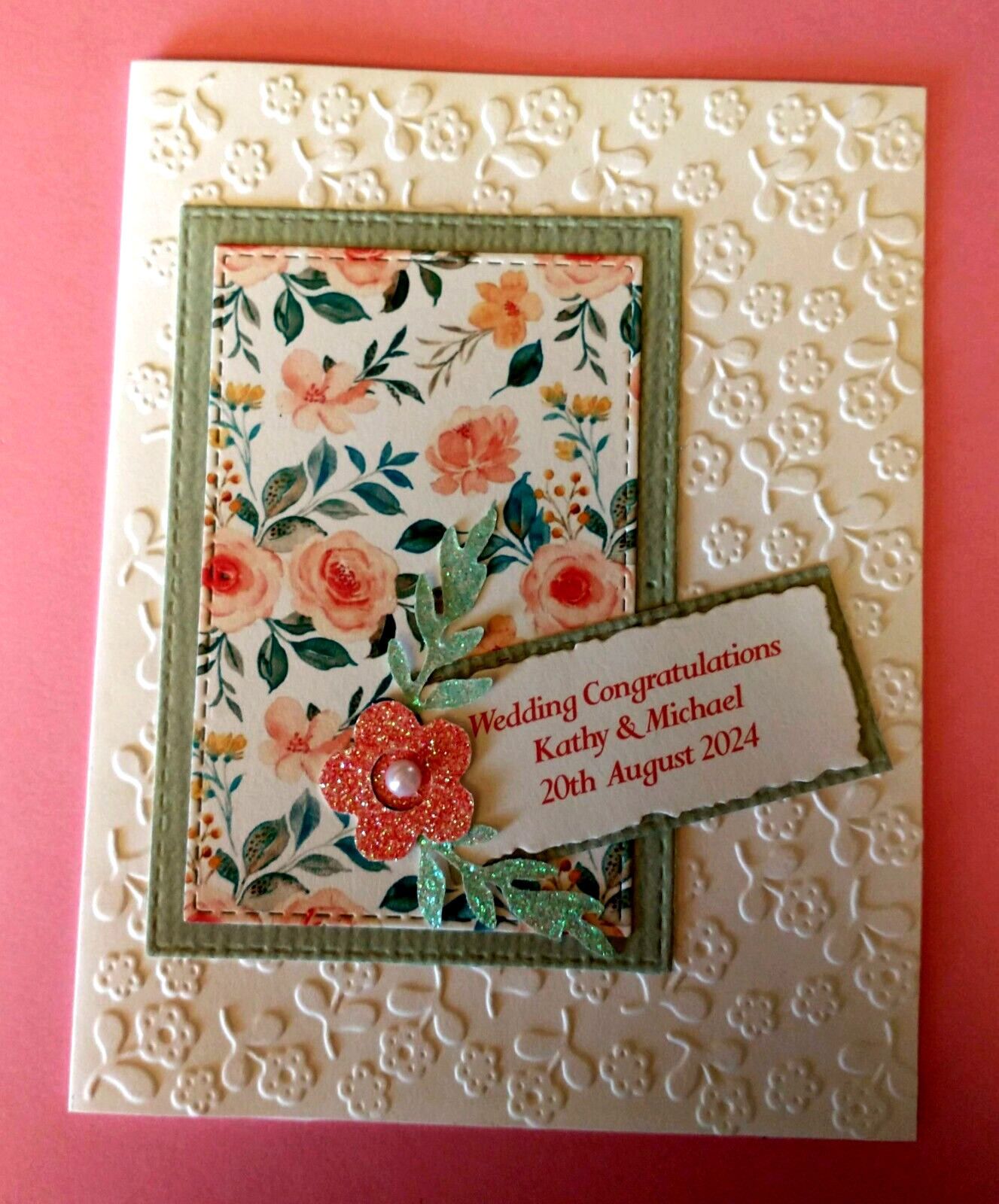Wedding Congratulations Card Personalized Names and Date comes with Verse Inside