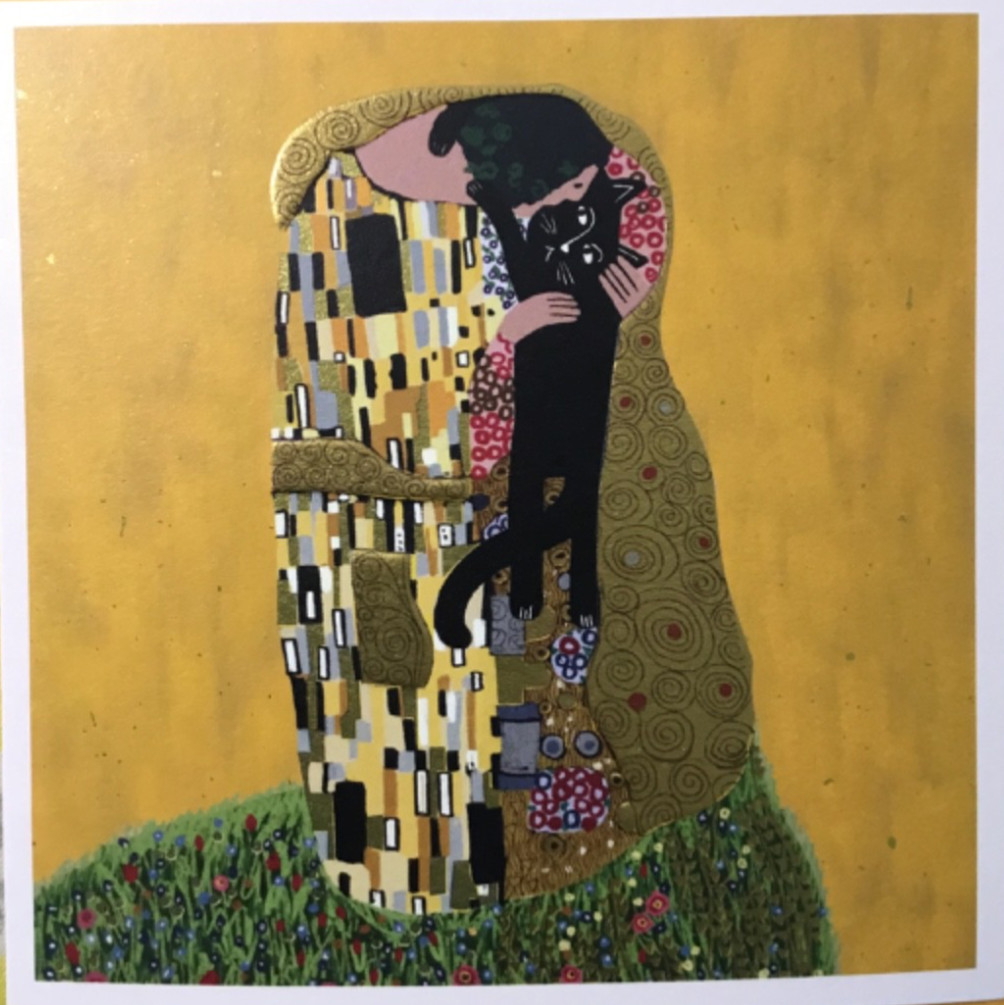 Blank- Cat Version of Famous Klimt Painting- Embossed, Foil- UK