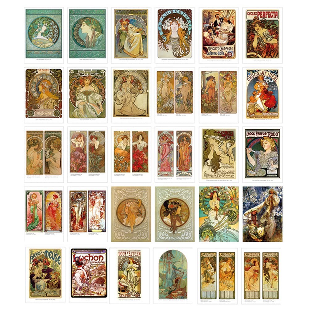 Beautiful Art Postcards set of 30 Post card of Alphonse Mucha variety pack Fa…