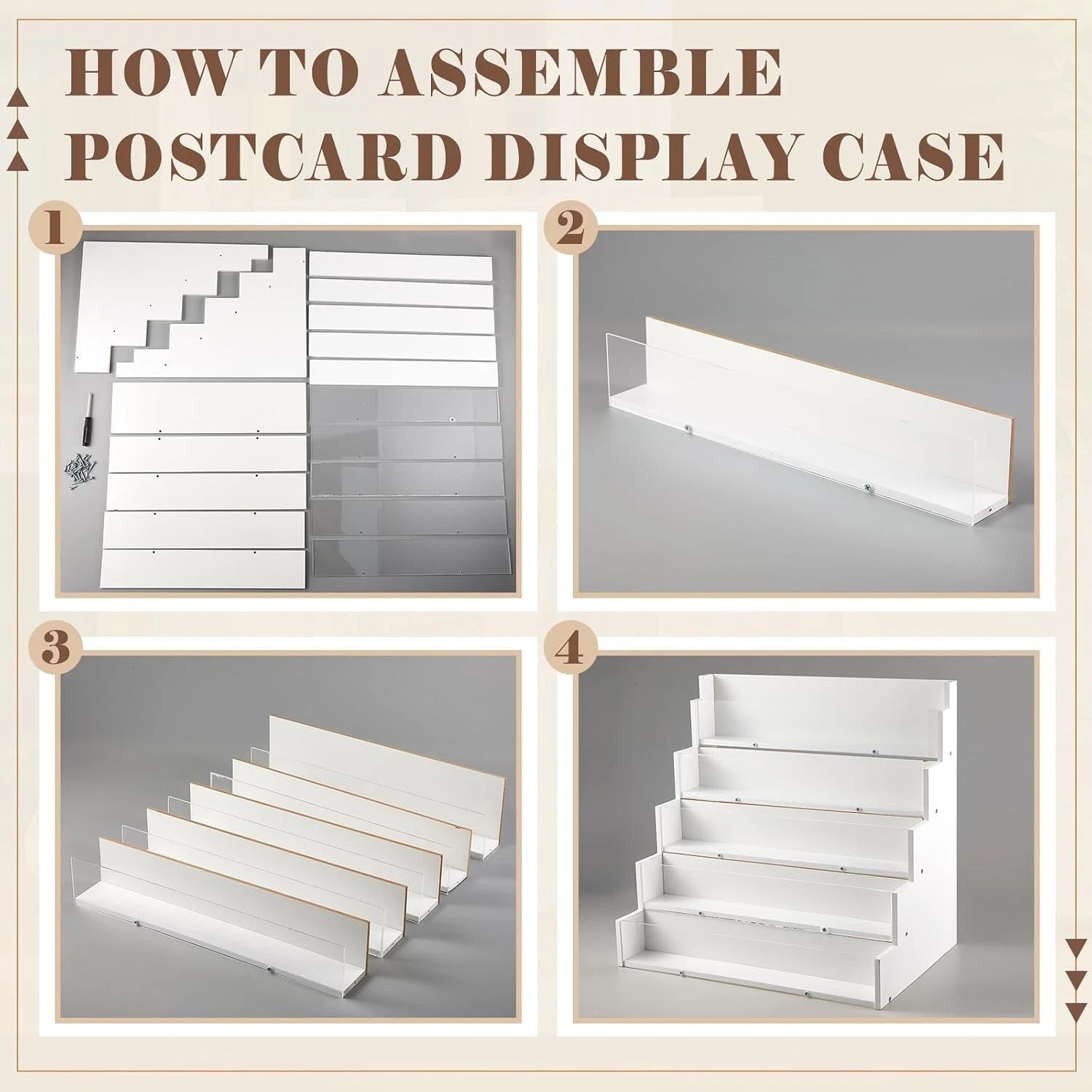 White Bamboo 5 Tier Greeting Card Display Stand