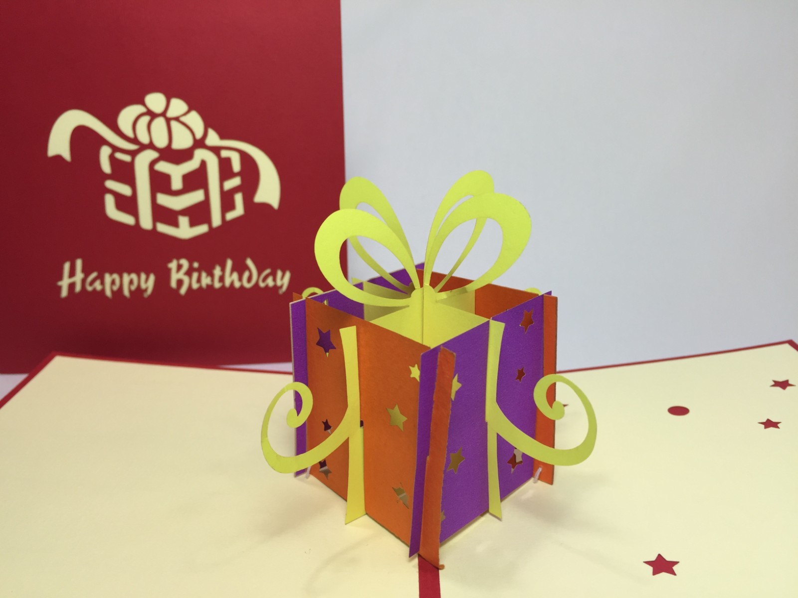 Gift Box Pop Up Card. Handmade Fathers Day/Birthday Gift/Thank You/Get Well Card