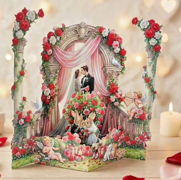3D Pop up WEDDING/ROMANCE CARD WITH ENVELOPE