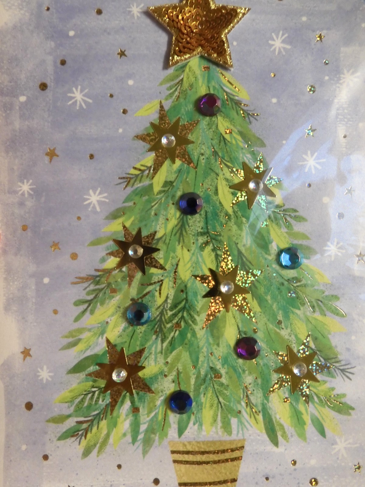 1 Papyrus Cards High Quality Merry Christmas Tree With Golden Sequin Star