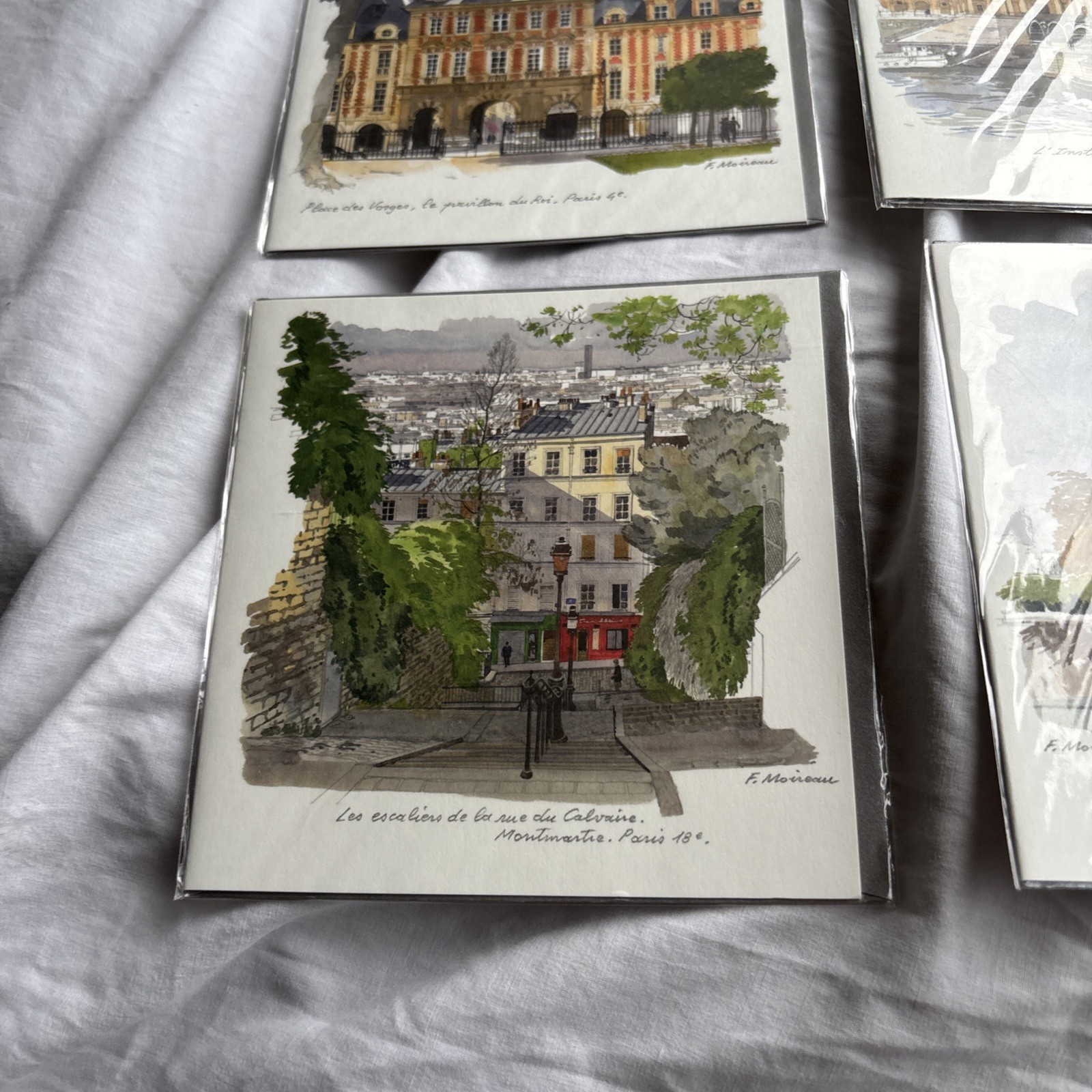 La Place Vendôme Paris France Vintage Note Cards Envelopes Lot of 6 Birds Artsy