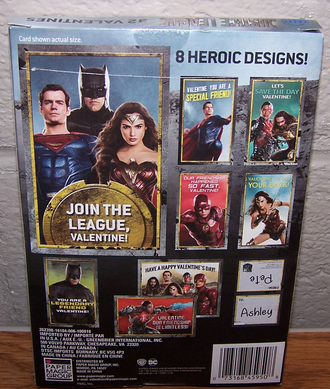 Valentines Day Cards (Box of 32) DC Comics Justice League