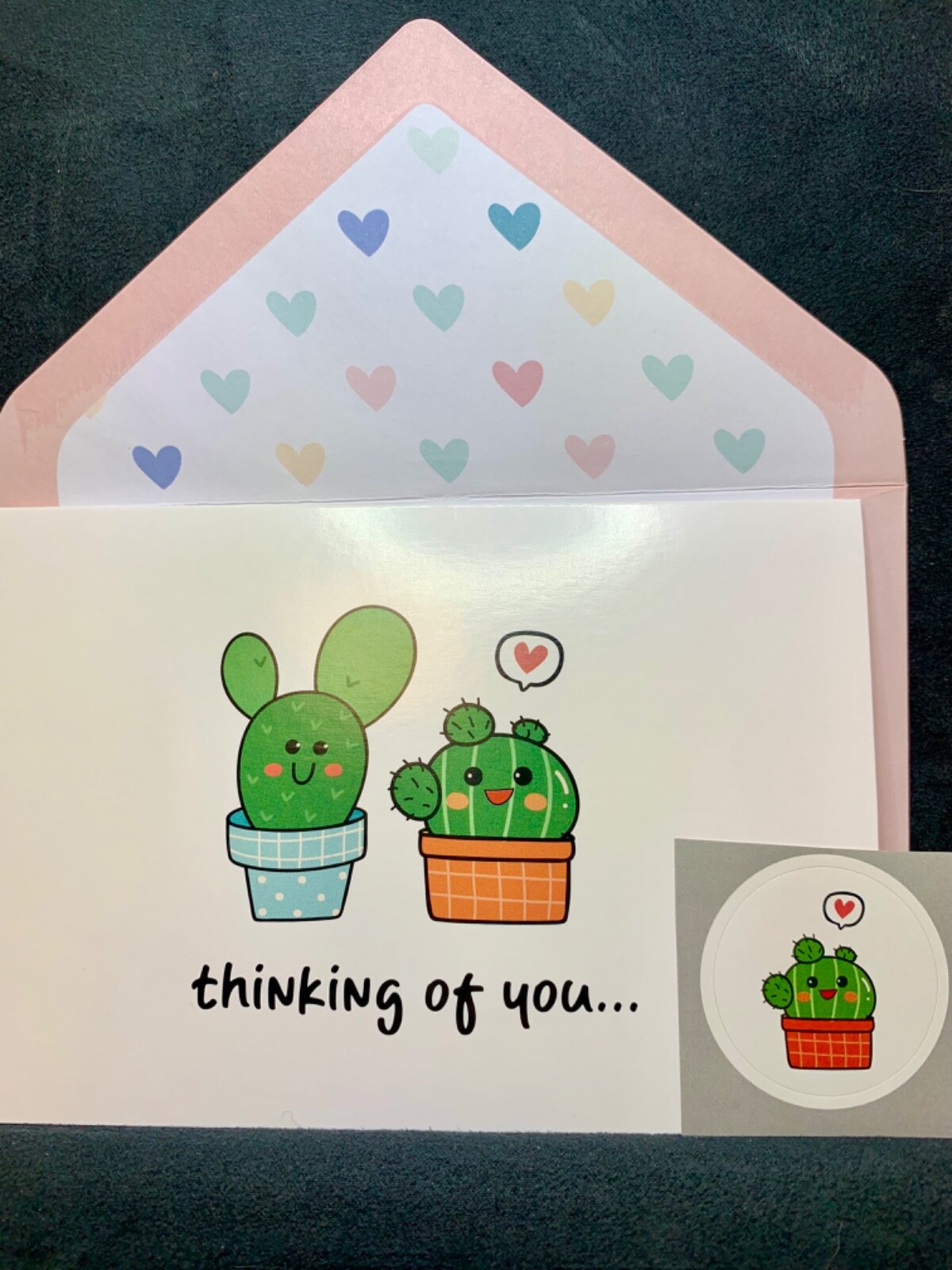 Thinking of You Encouragement Greeting Card Sweet Cacti Message