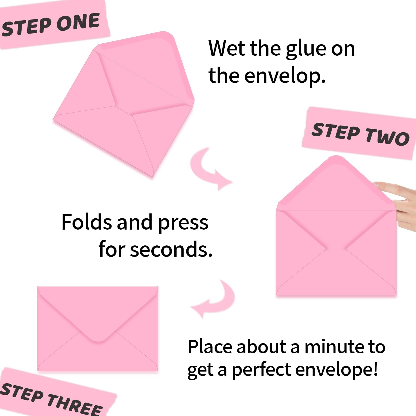 A7 Pink Envelopes VShaped Flap Invitations Baby Gifts 5.25×7.25 Inch 100 PCS