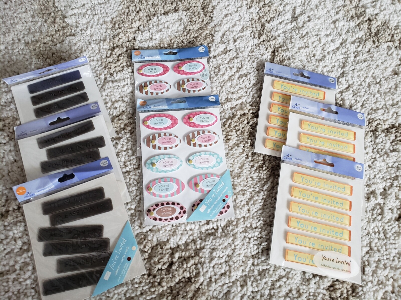 NEW IN PKG INVITATION CARD CRAFTS EMBELLISHMENTS METAL ACRYLIC 56 TOTAL RET $32