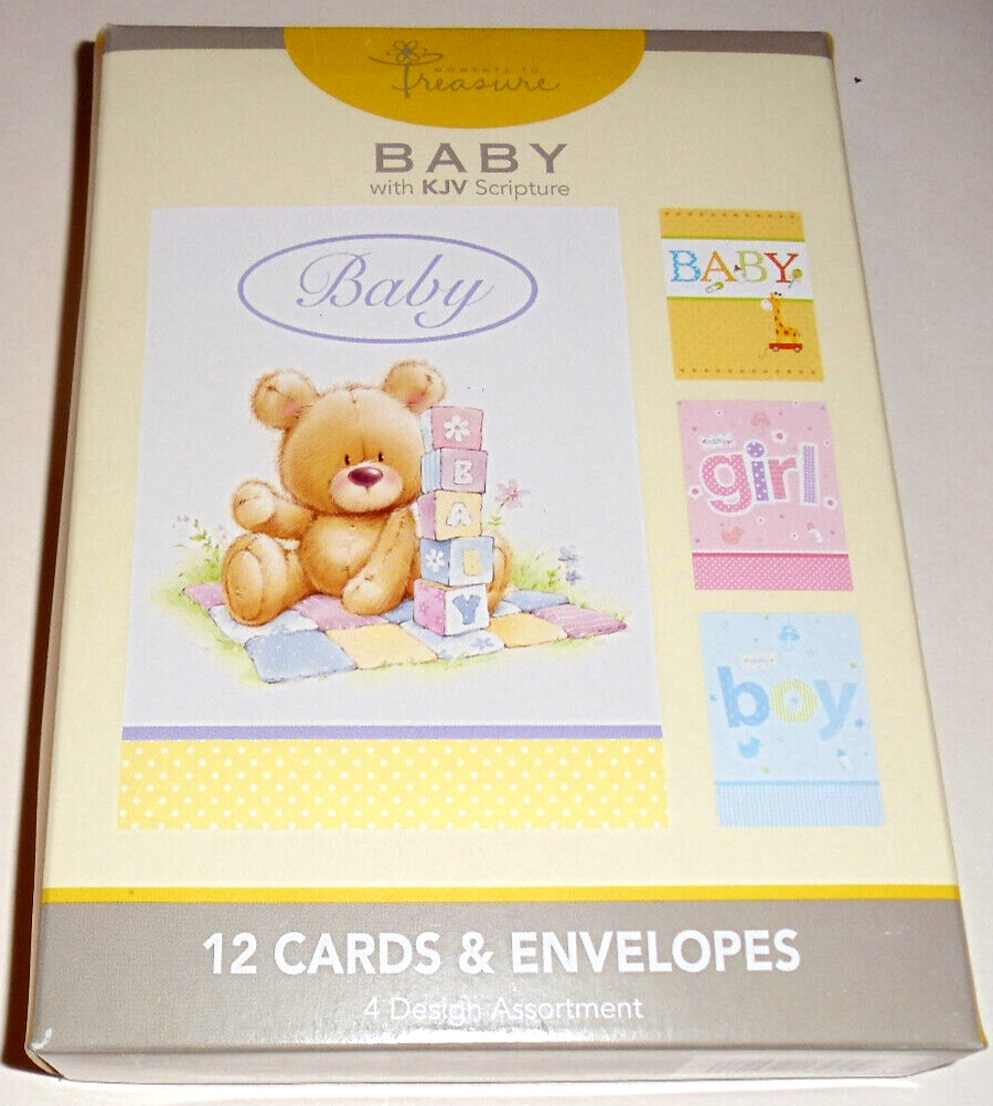 BOX 12 Christian BABY Greeting Cards, KJV Bible Scripture & Inspirational Verse