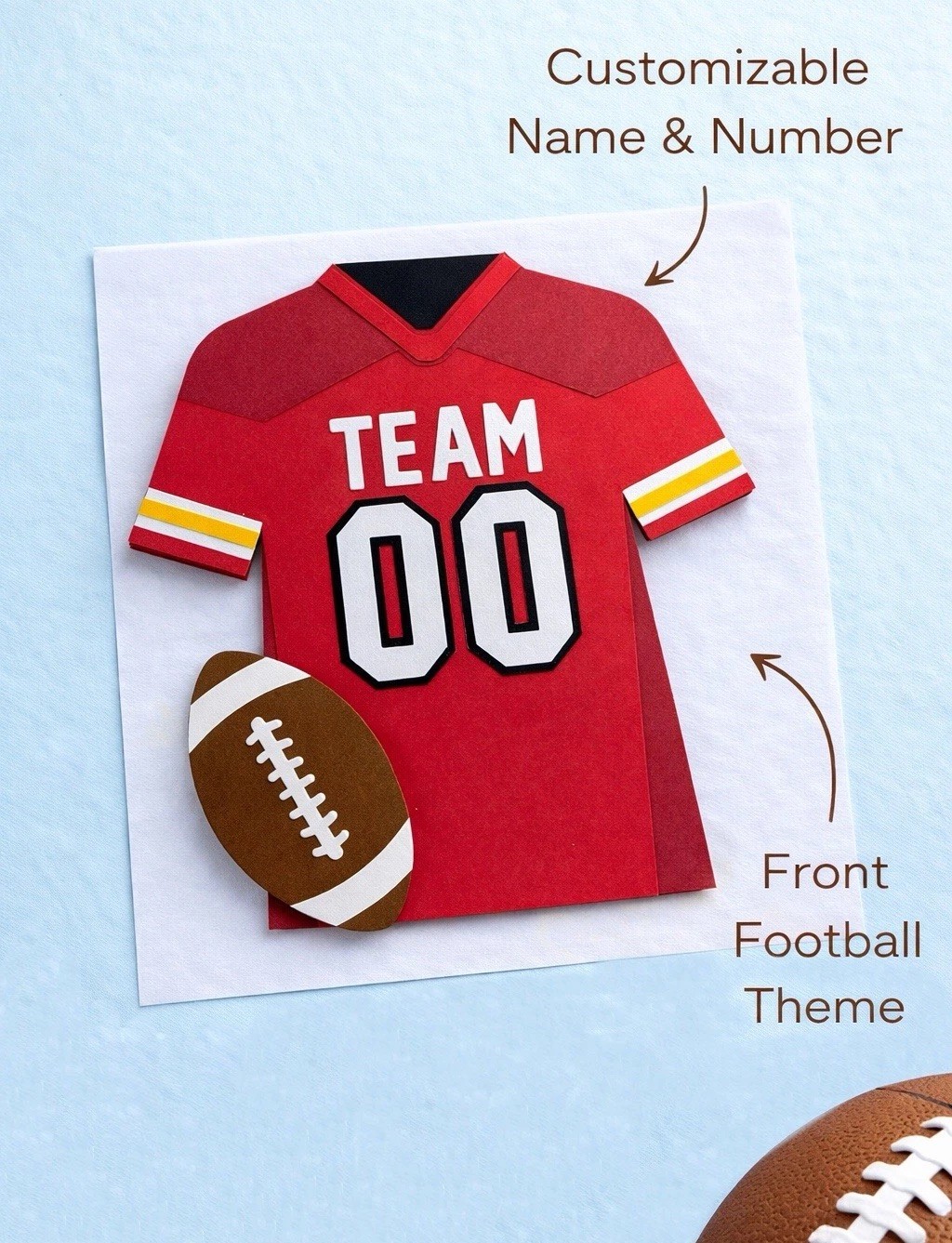 Personalized Football Jersey Card Custom Handmade Sports Birthday Card