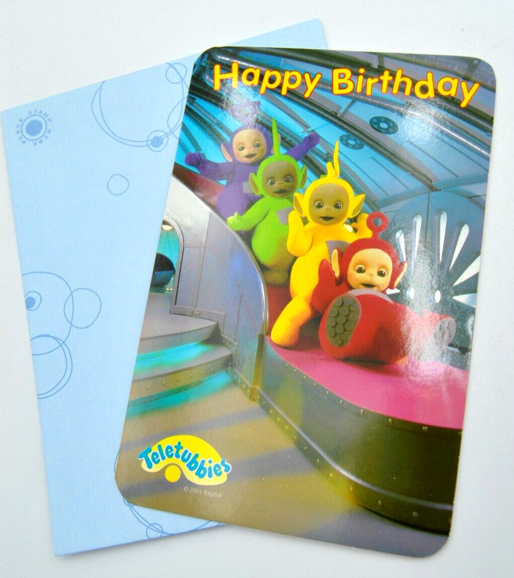 VINTAGE 2001 American Greetings TELETUBBIES Happy Birthday Color Us/ Puzzle Card