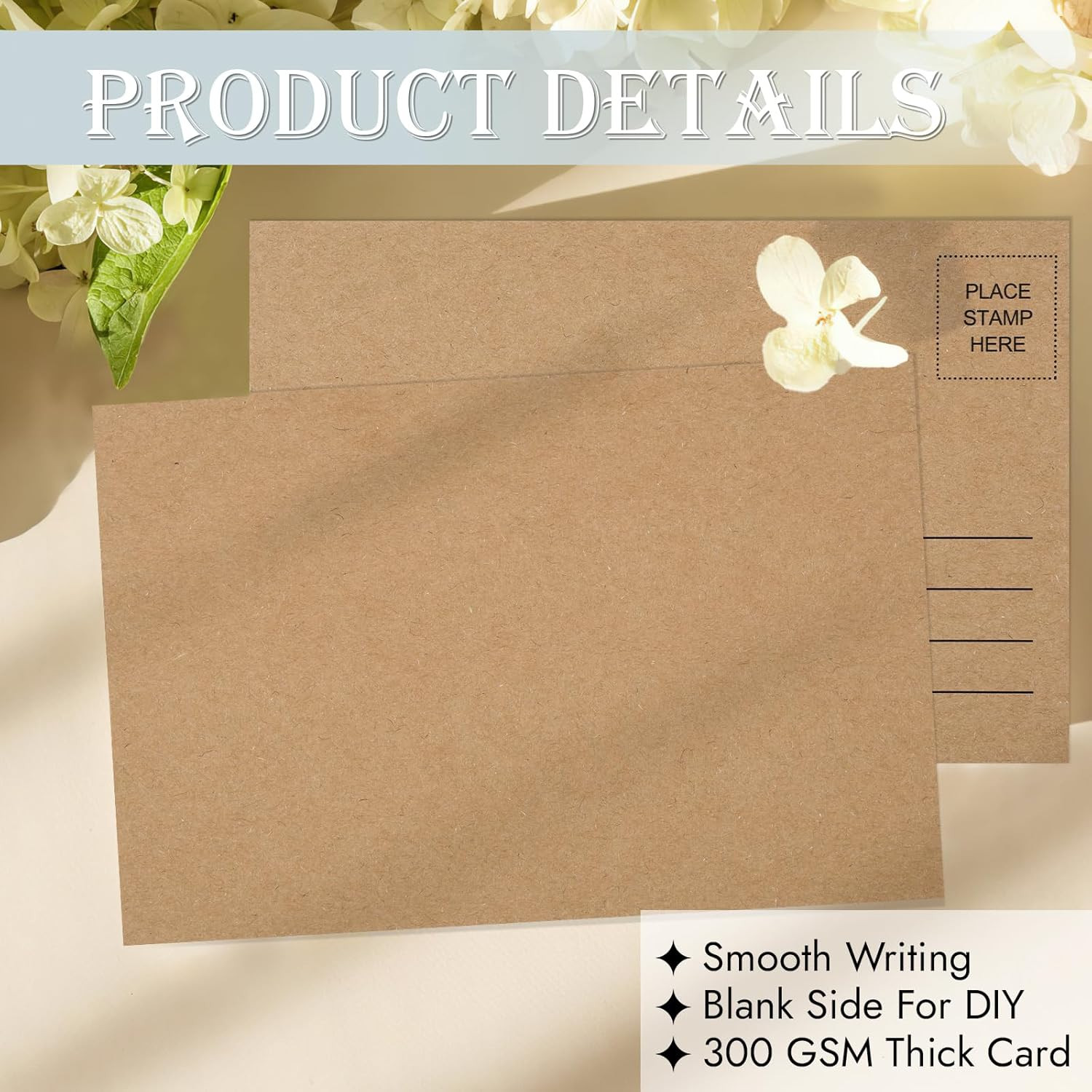 Blank Postcards for Mailing, 80 Post Cards for Mailing, 300 GSM Kraft 4 x 6 inch