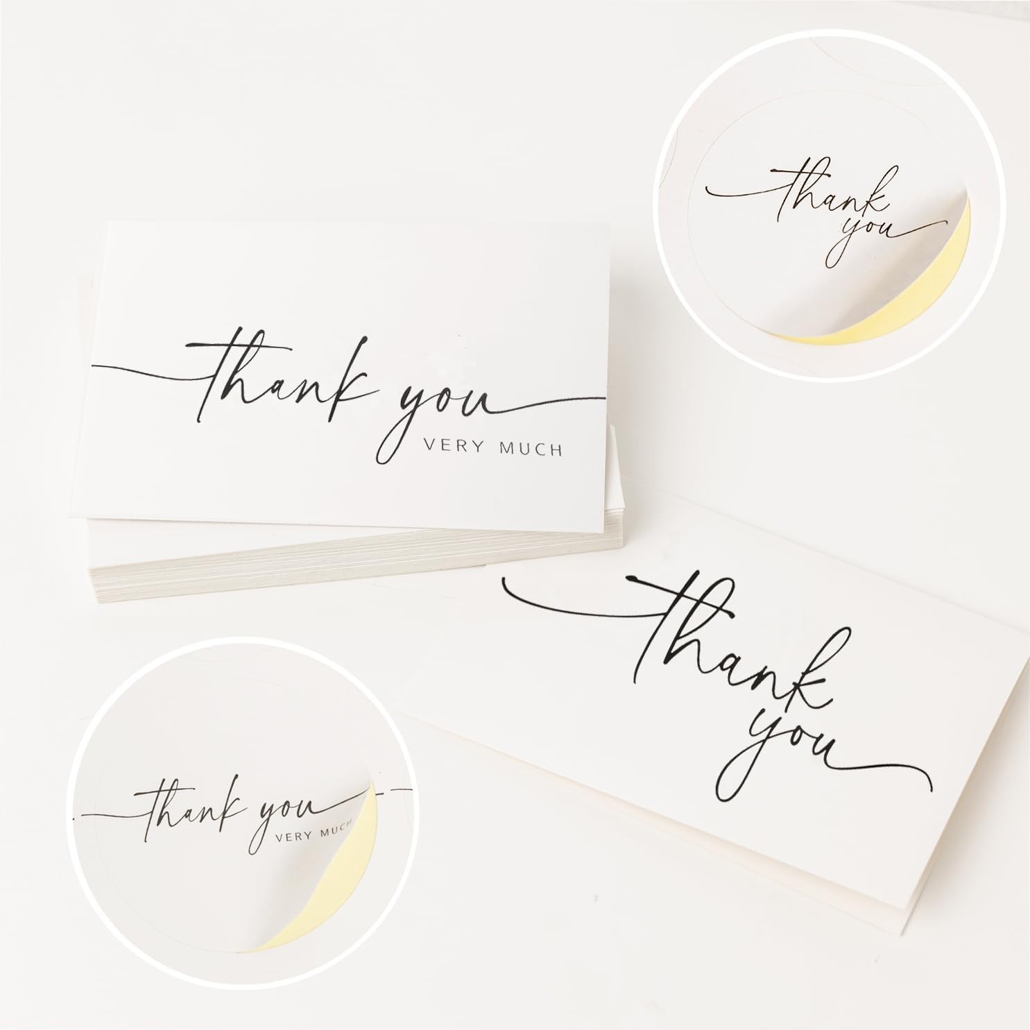 Bulk Thank You Card Set – 52 Minimalist Cards with Kraft Envelopes, 3.5×5 Inches