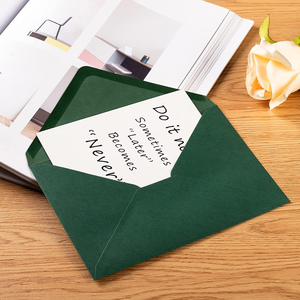 100 PCS A7 Colorful Envelopes Greeting Invitation Cards Red 5.24×7.24 Inch