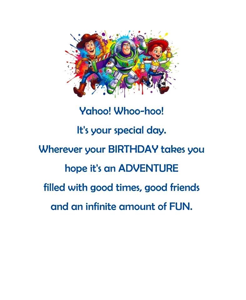 Toy Story Birthday Card for Boy or Girl Personalized Name & Age has Verse Inside