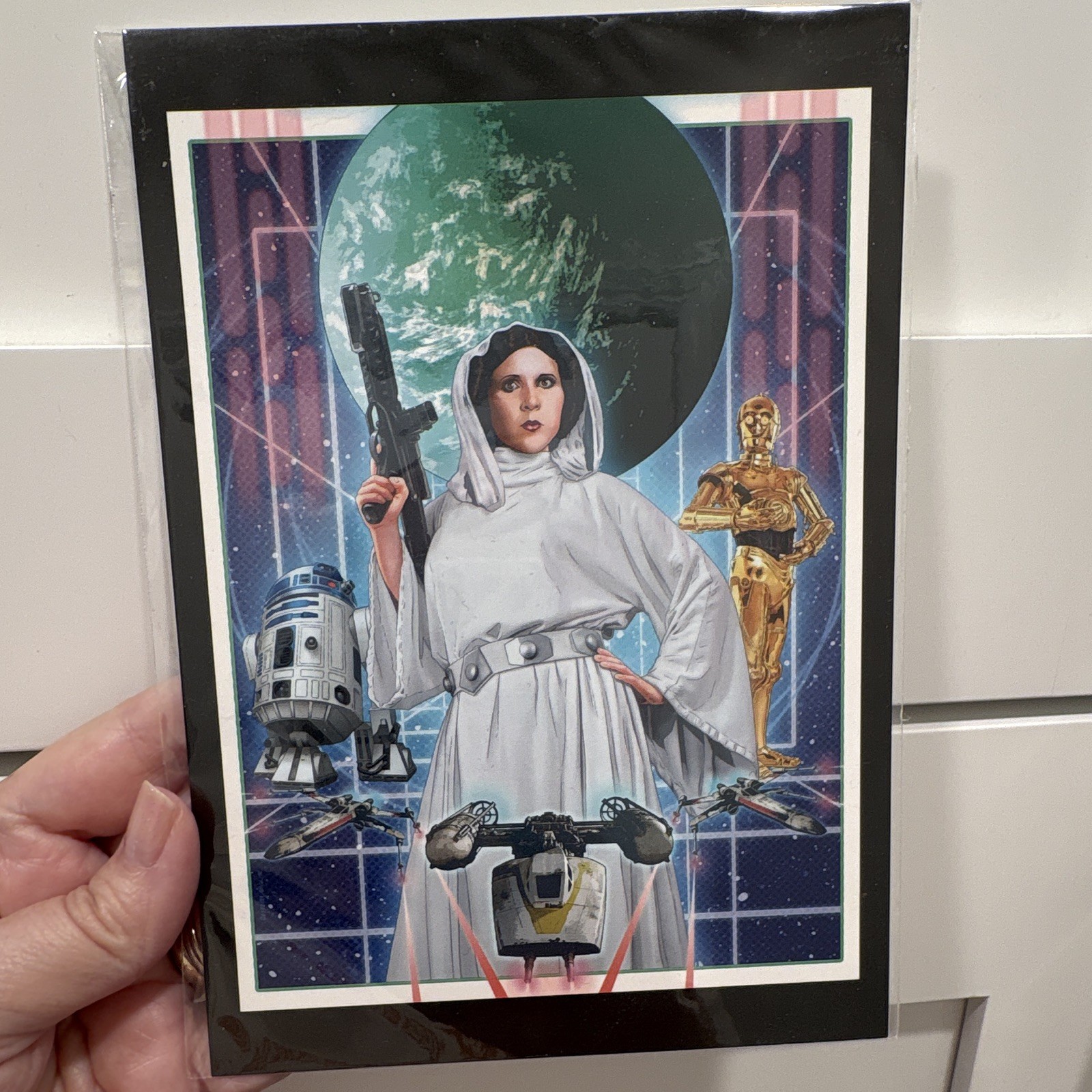 WonderGround Gallery Star Wars Postcard Flat Card Princess Leia R2-D2 C-3PO