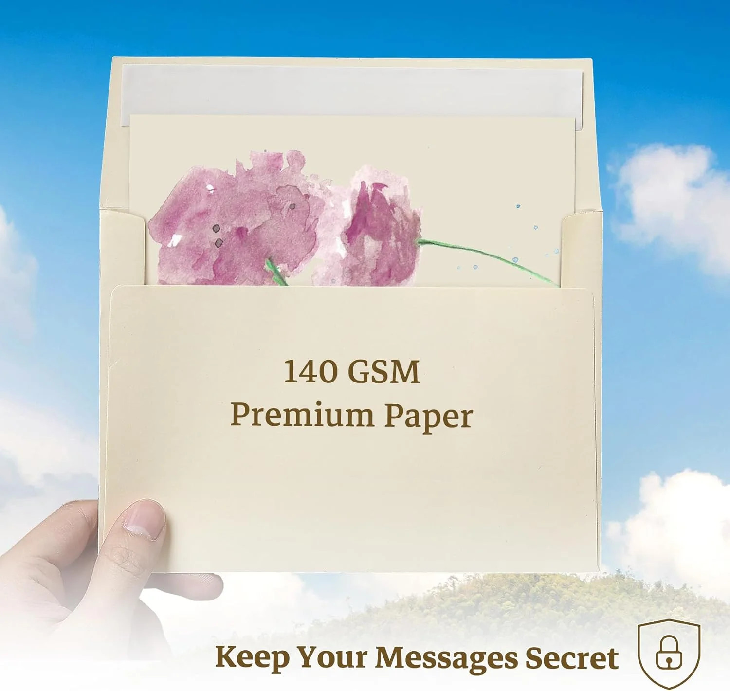 100 PCS Cream Blank Cards and Envelopes 5×7, Cream 5×7 Cardstock & 5.25 x7.25-in