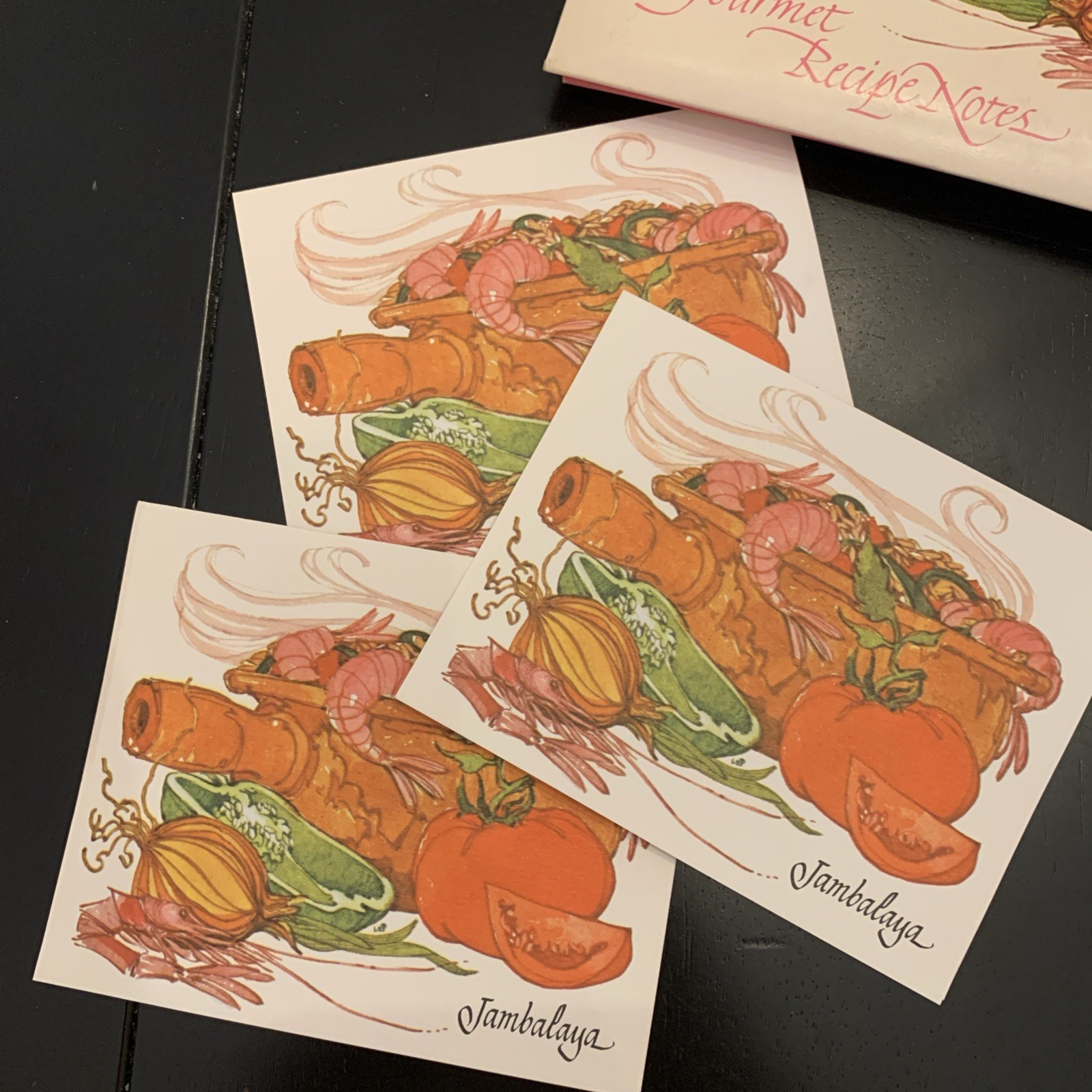 Vintage Current Inc Gourmet Recipe Blank Note Cards 12 Pack 1970s