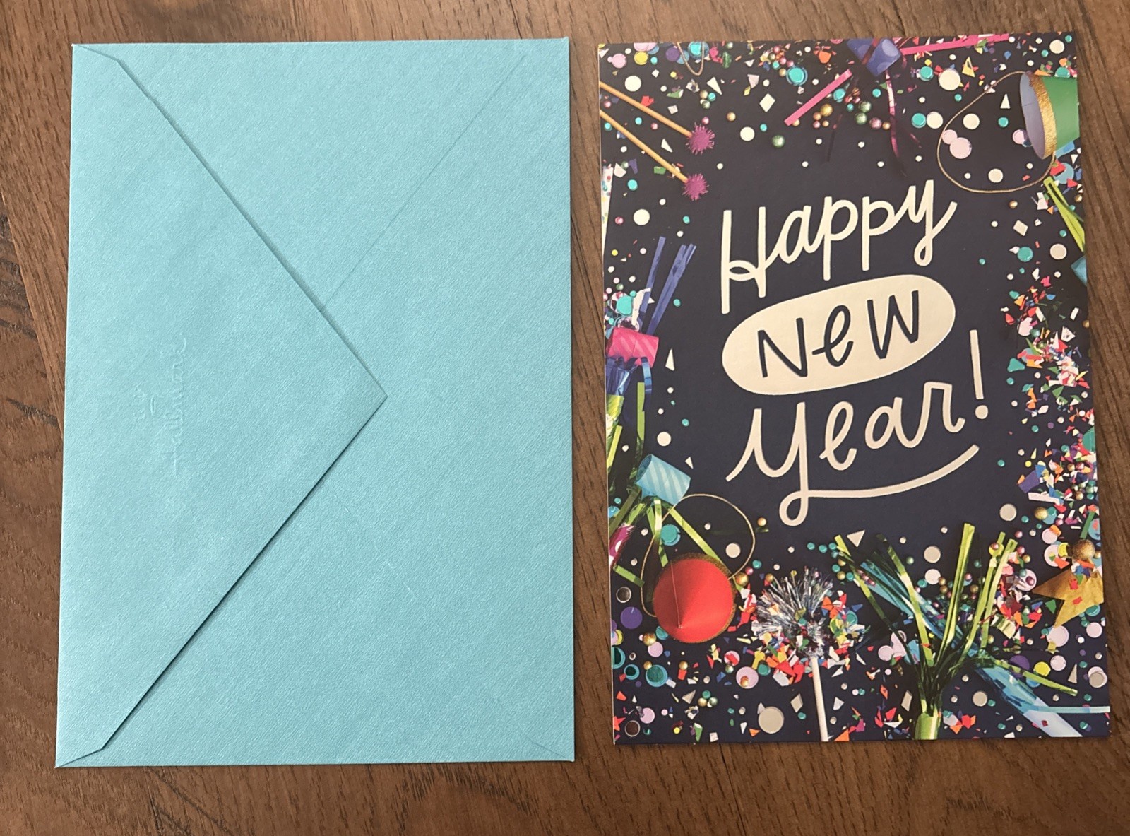 Happy New Year Confetti Good Cheer 5.5”x8” Hallmark Greeting Card