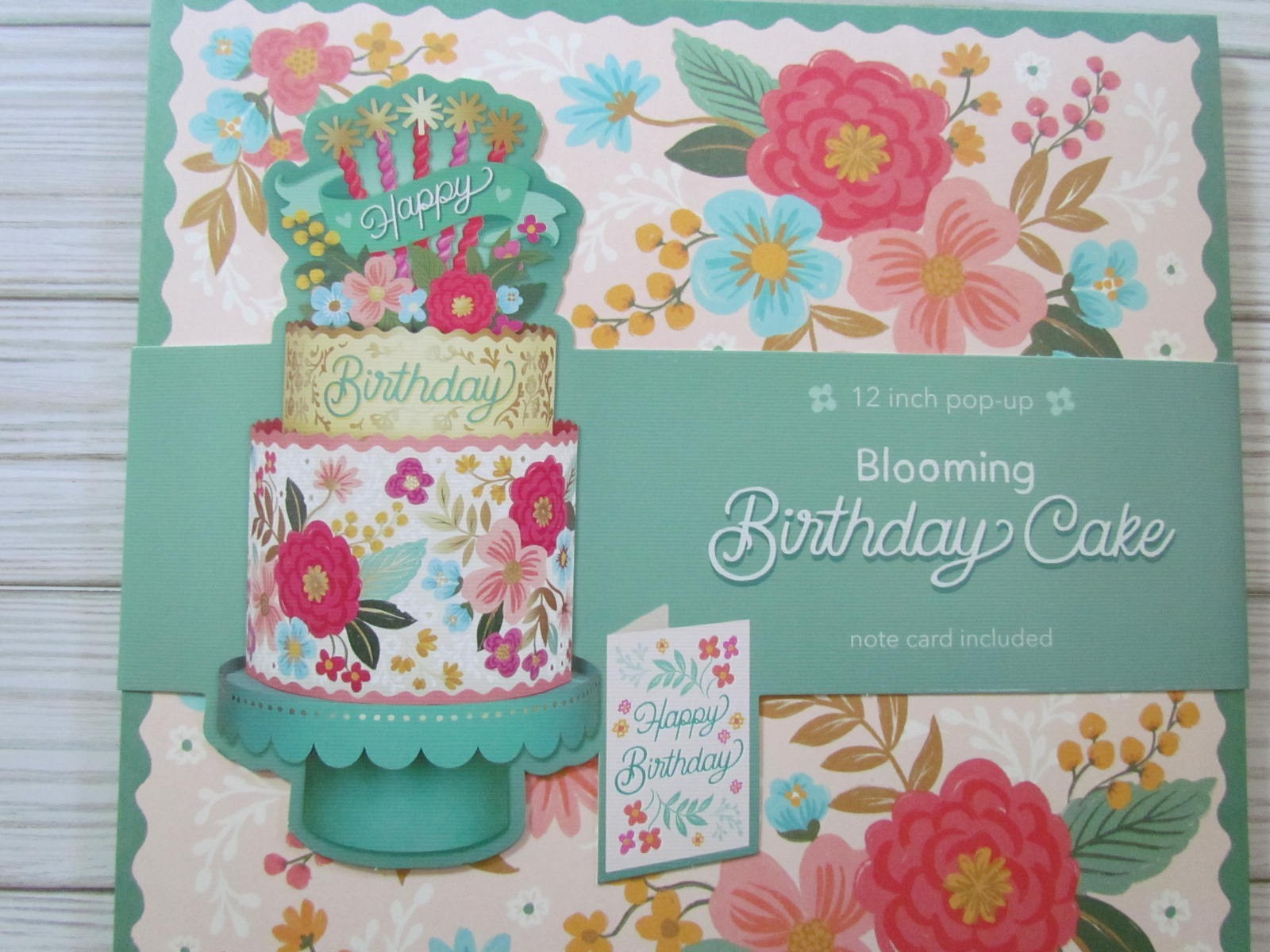 FreshCut Paper 12″ Pop-Up Flower Blooming birthday cake with note card