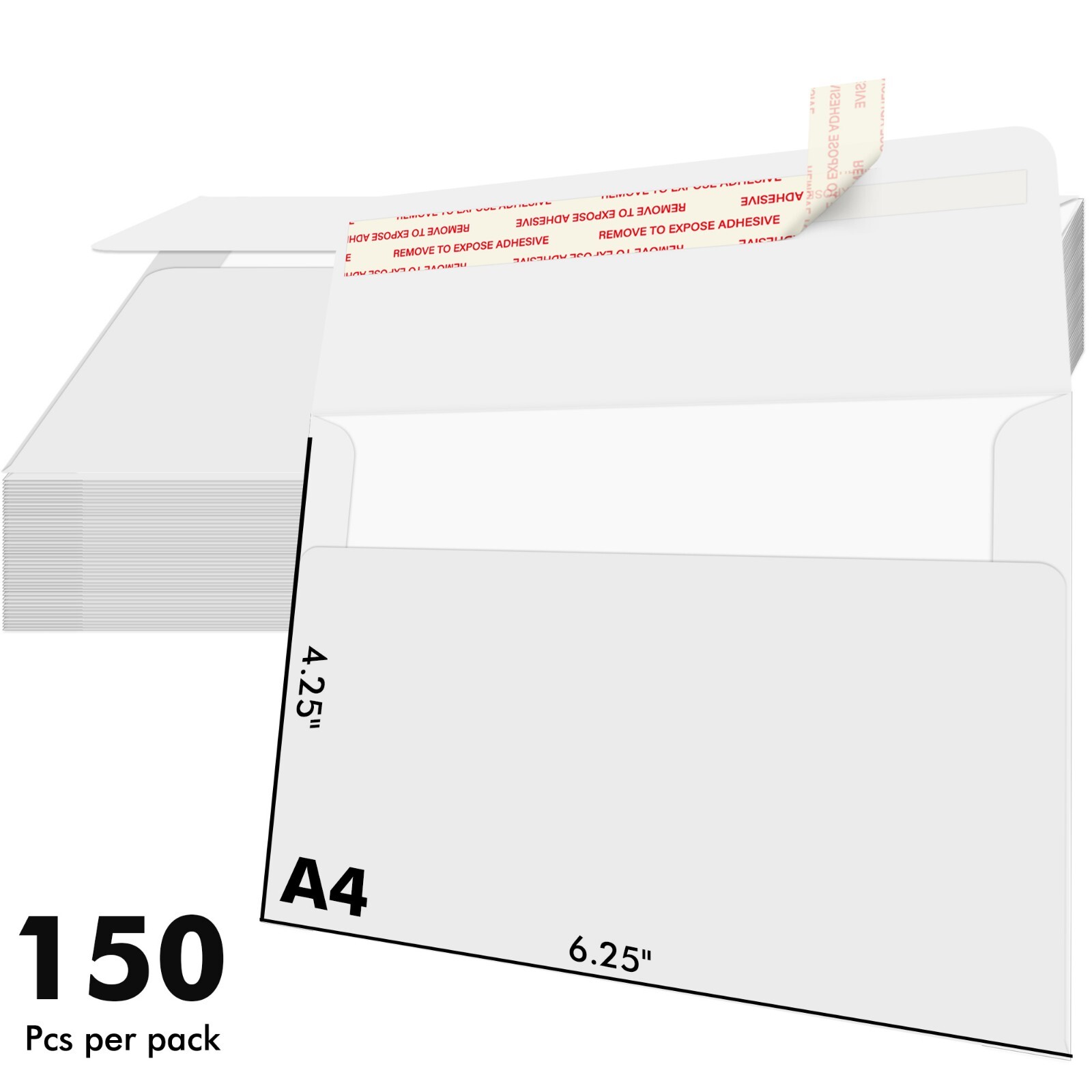 150 Printable White Invitation Envelopes A4 Self Seal 4.25×6.25 for Wedding Card