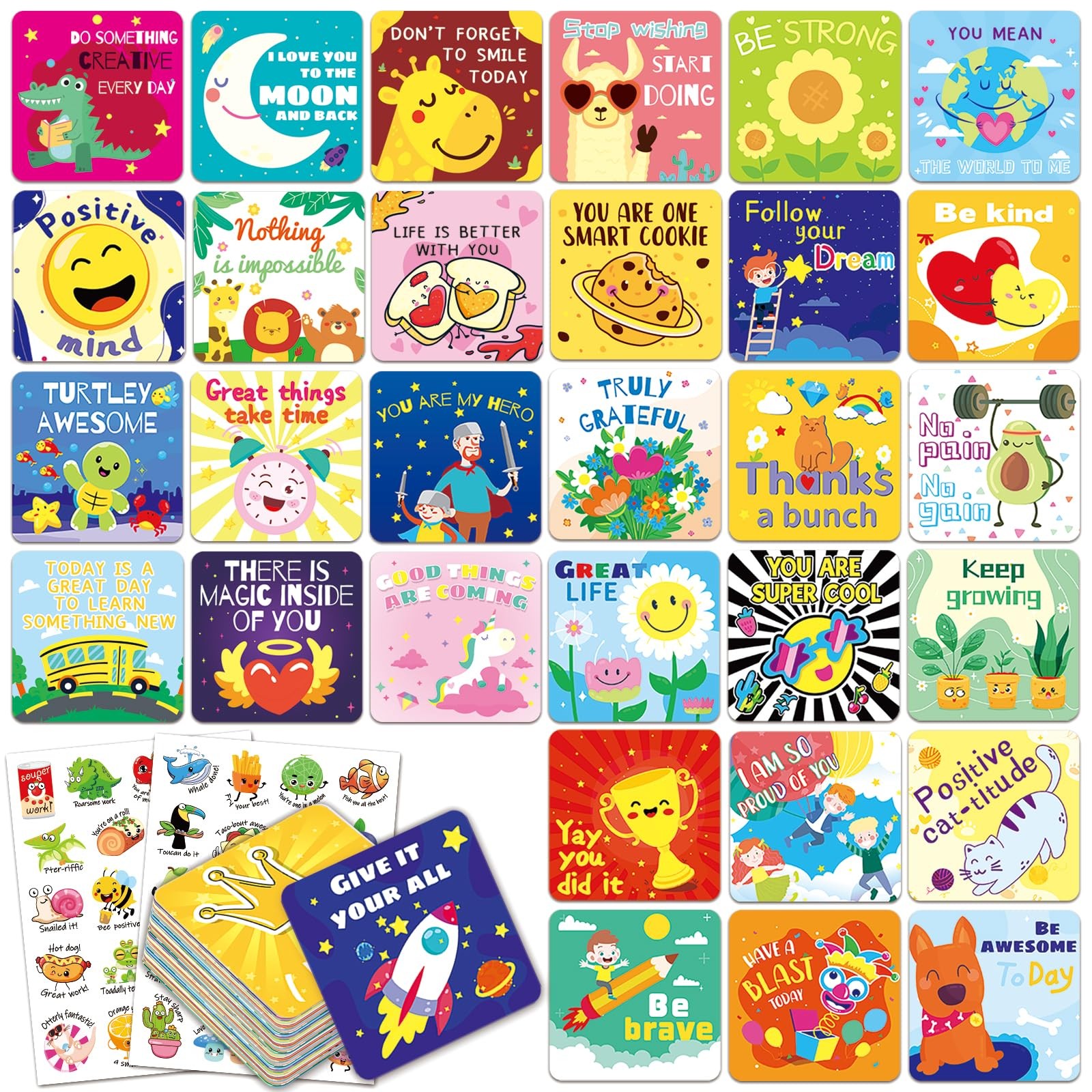 160 Motivational Lunch Notes for Kids, Cute Inspirational Cards Lunch Box Not…