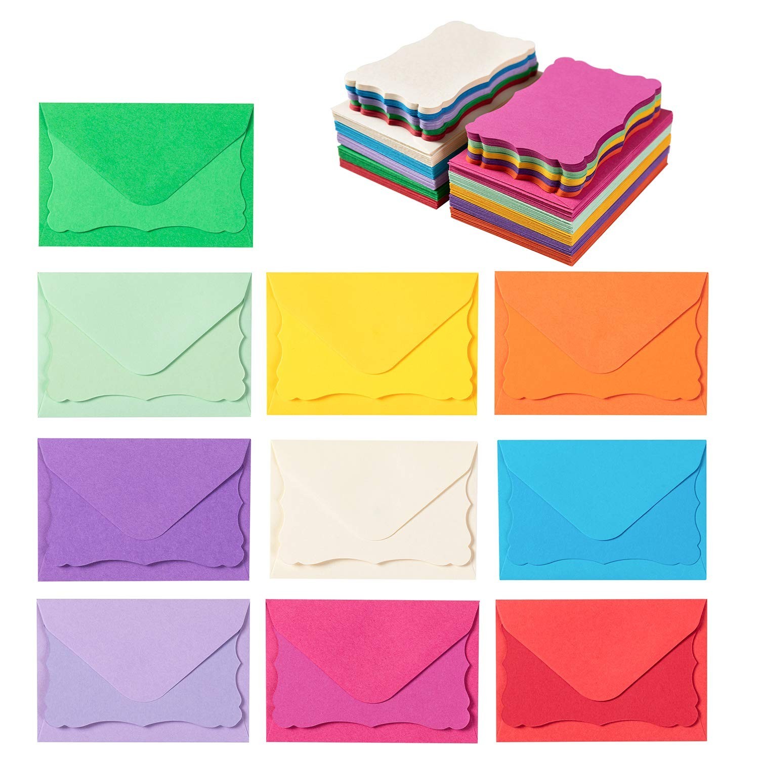 Mini Envelopes 100 Pack, Blank Cards, Small Self Seal Envelopes, 4X2.7