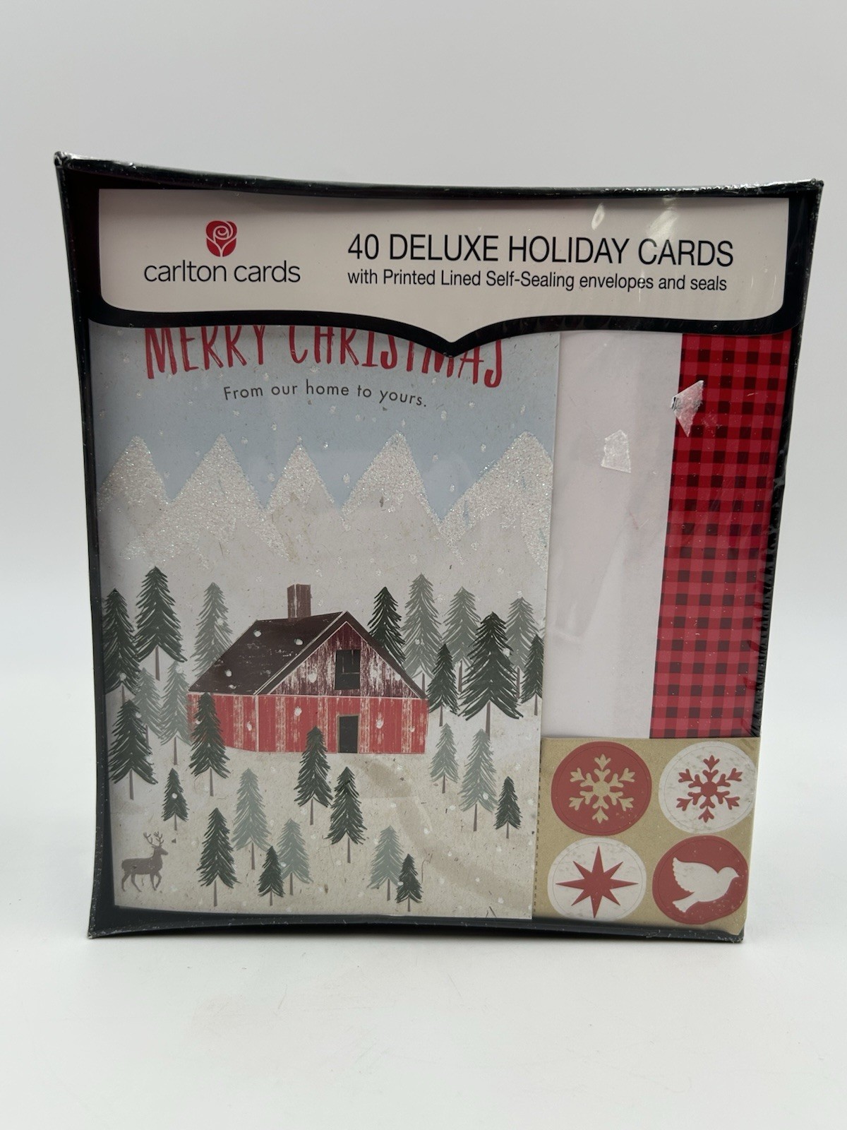 Carlton Deluxe Christmas Cards 40 Boxed Set Self Sealing Envelopes & Seals