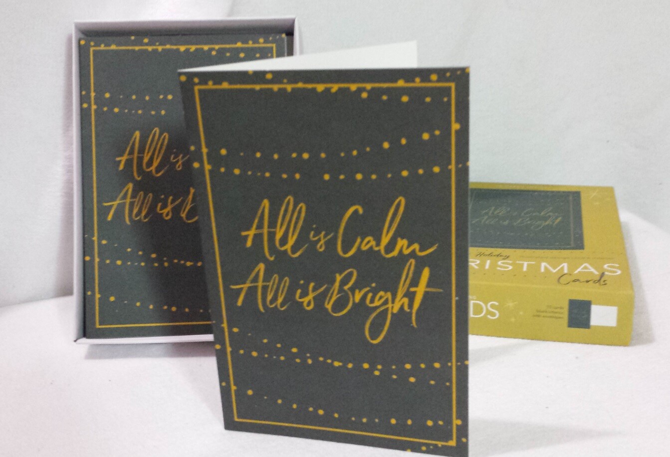Christmas Cards ~ All Is Calm All is Bright ~ Box of 15 Blank Holiday Everyday