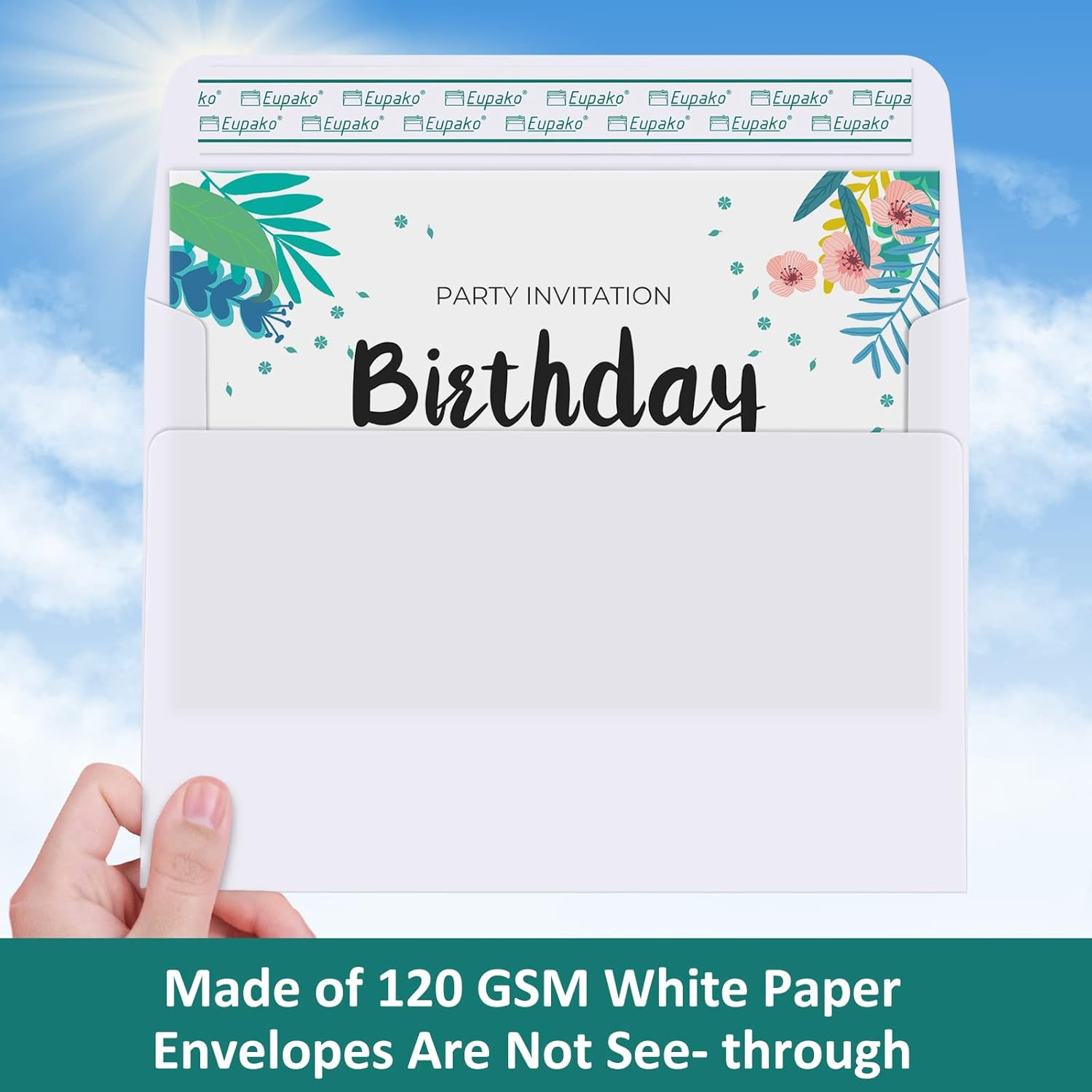 Eupako White Blank Cards and Envelopes 100 Pack – 5X7 Heavyweight Folded Cardsto