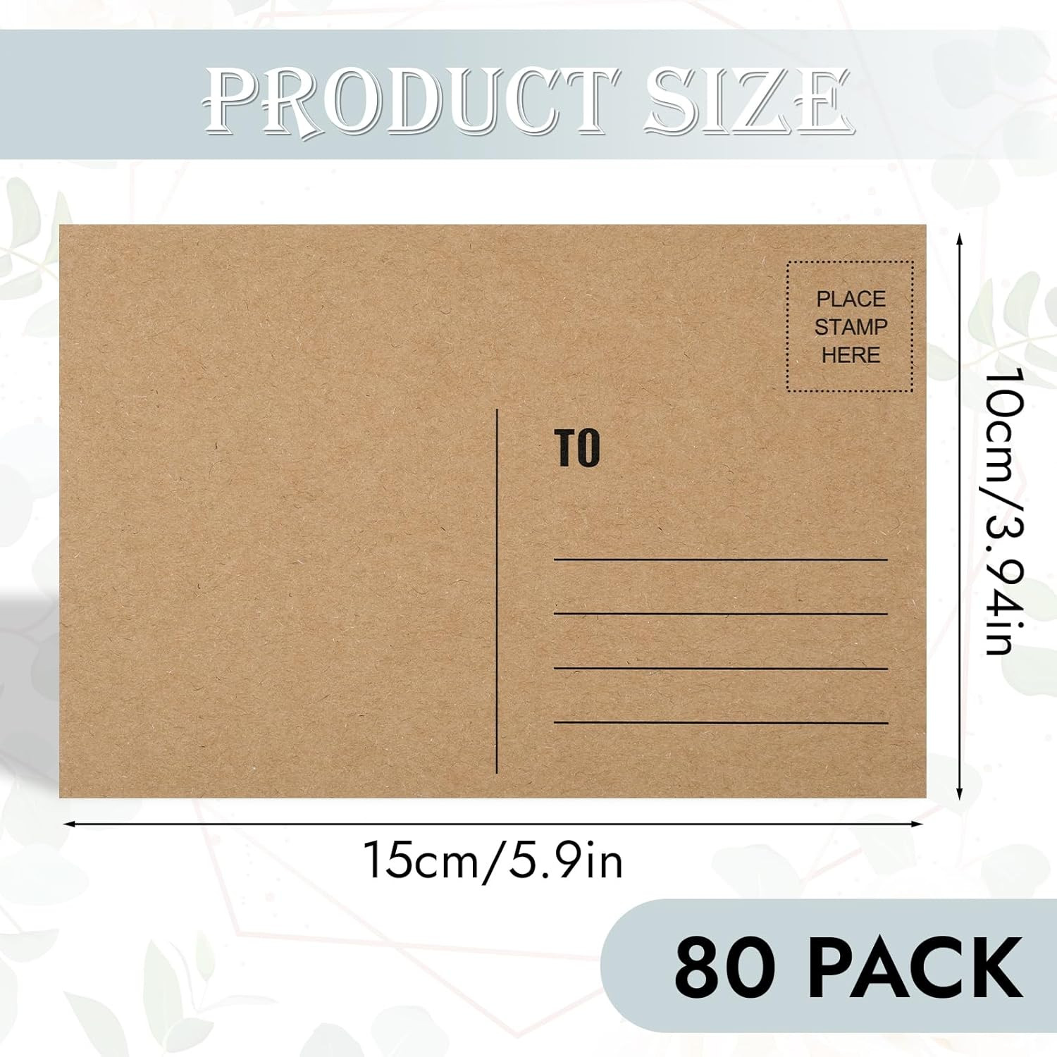 Blank Postcards for Mailing, 80 Post Cards for Mailing, 300 GSM Kraft 4 x 6 inch